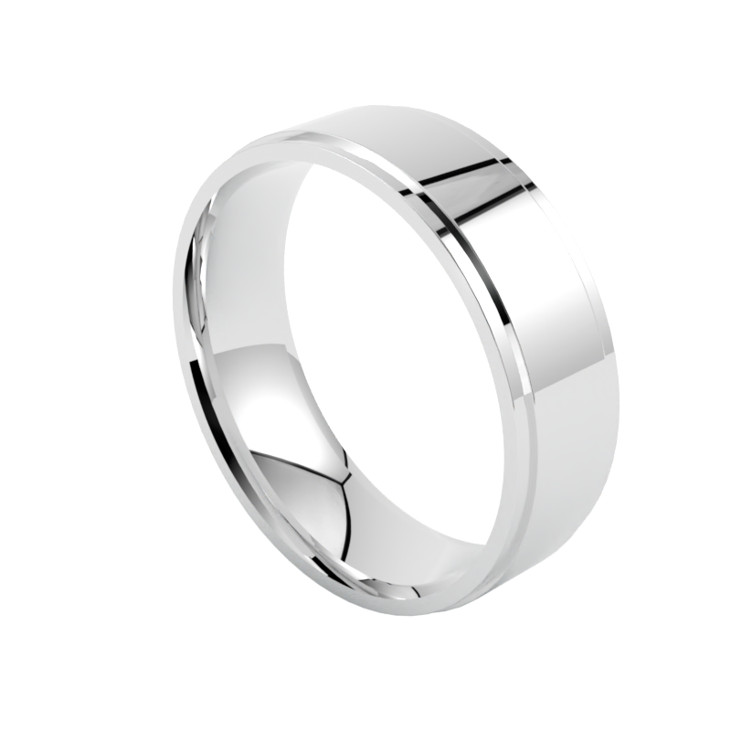 Nowoczesna szeroka złota obrączka ślubna rbiałe złoto